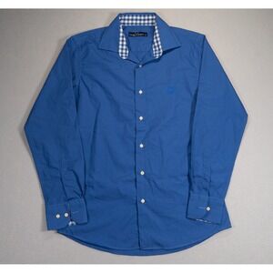 Fred Perry Made In Japan Blue Button Up Dress Shirt Mens M Check Collar